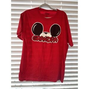 Mens Disney Shirt Red Large Grandpa Mickey Mouse Ears Graphic Logo